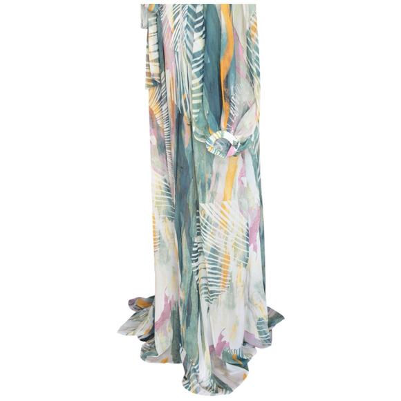 Andrea Iyamah Sade Coverup Sheer Tropical Resort Bark Palm Dress Gown Size S/M - Picture 8 of 16